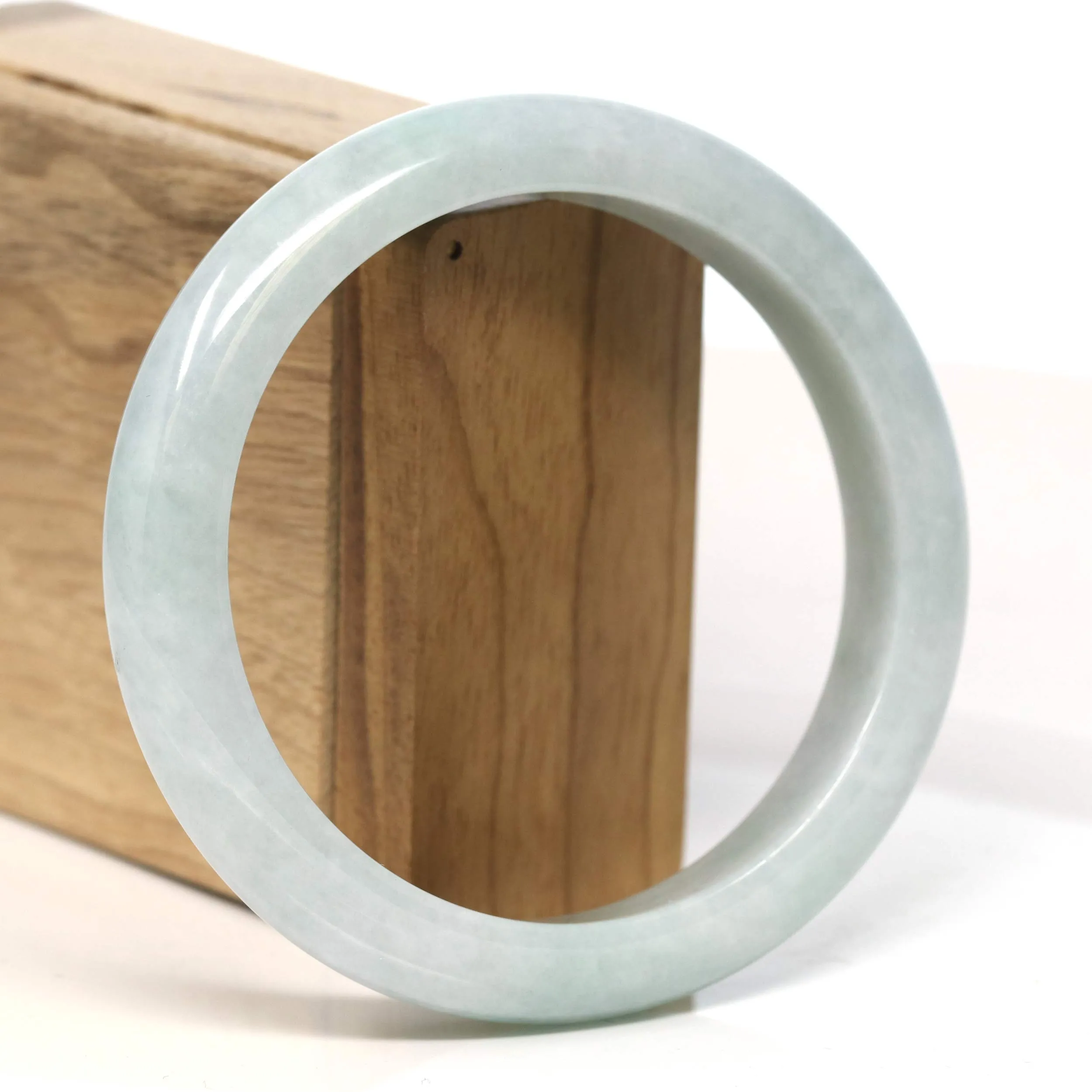 Baikalla "Half Round" Light Green Jadeite Jade Bangle Bracelet (62.30 mm) #T400