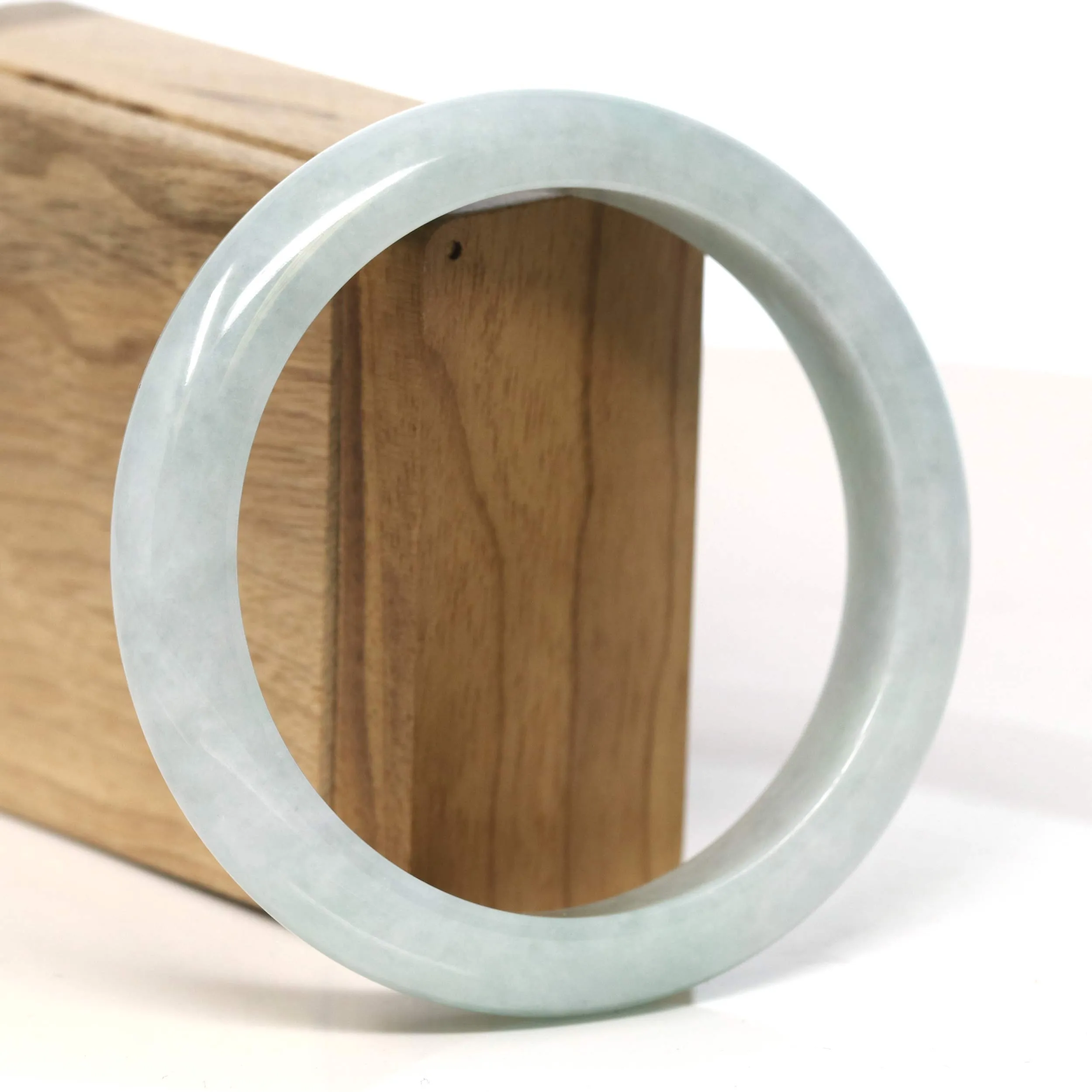Baikalla "Half Round" Light Green Jadeite Jade Bangle Bracelet (62.30 mm) #T400