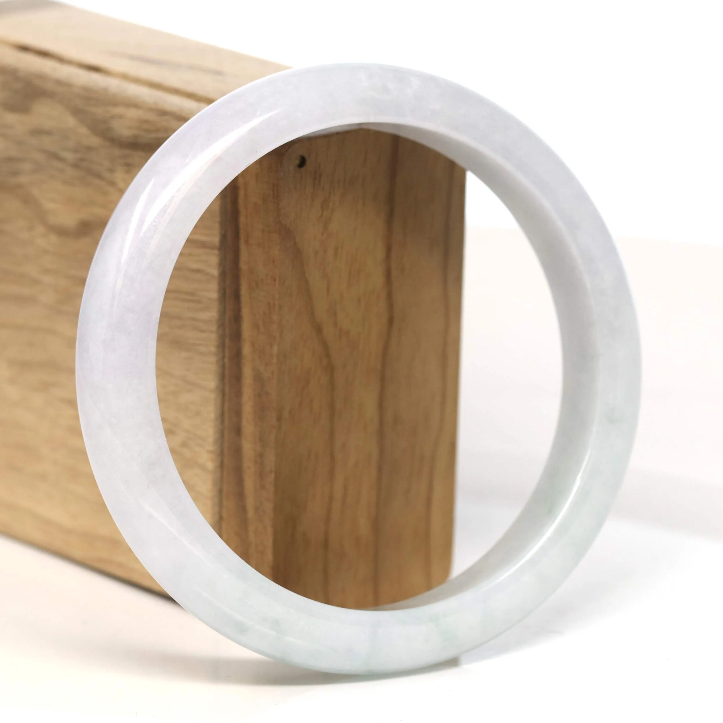 Baikalla "Half Round" Light Lavender Jadeite Jade Bangle Bracelet (62.7 mm) #T448