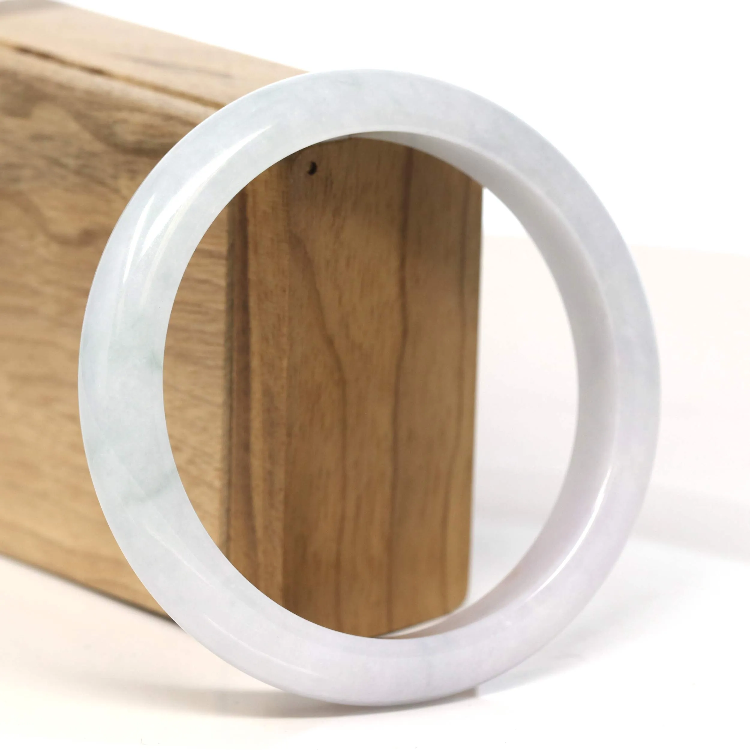 Baikalla "Half Round" Light Lavender Jadeite Jade Bangle Bracelet (62.7 mm) #T448