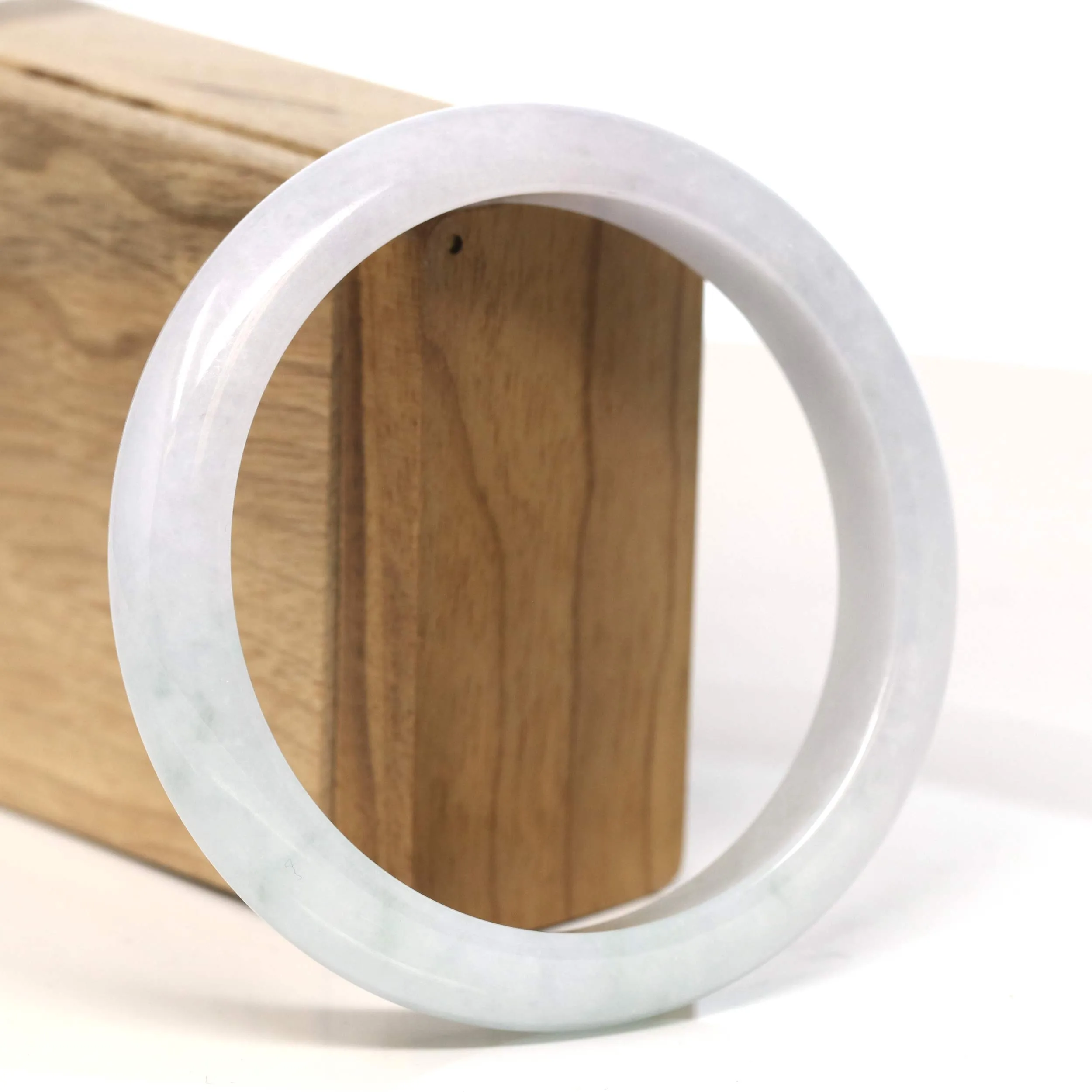 Baikalla "Half Round" Light Lavender Jadeite Jade Bangle Bracelet (62.7 mm) #T448
