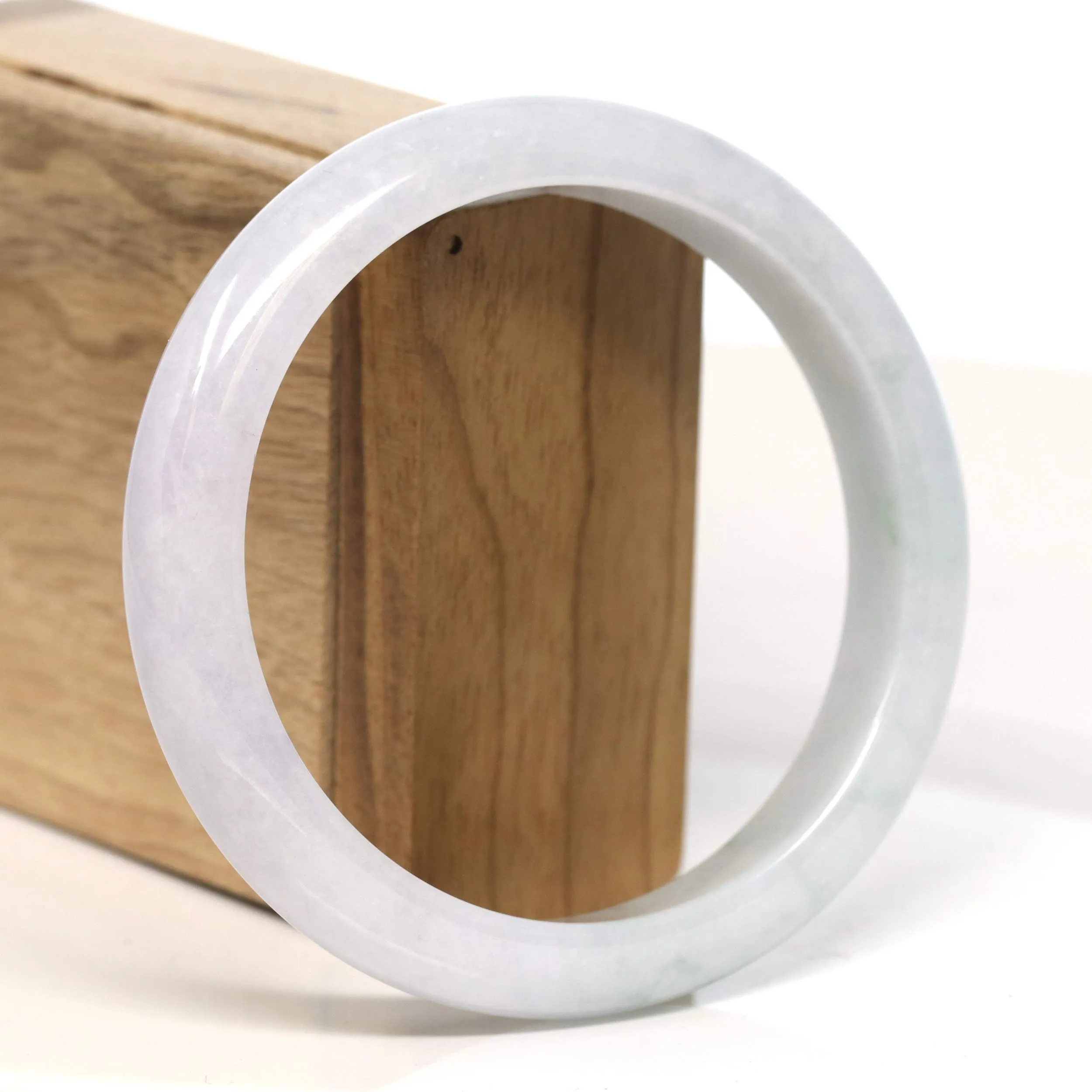 Baikalla "Half Round" Light Lavender Jadeite Jade Bangle Bracelet (62.7 mm) #T448