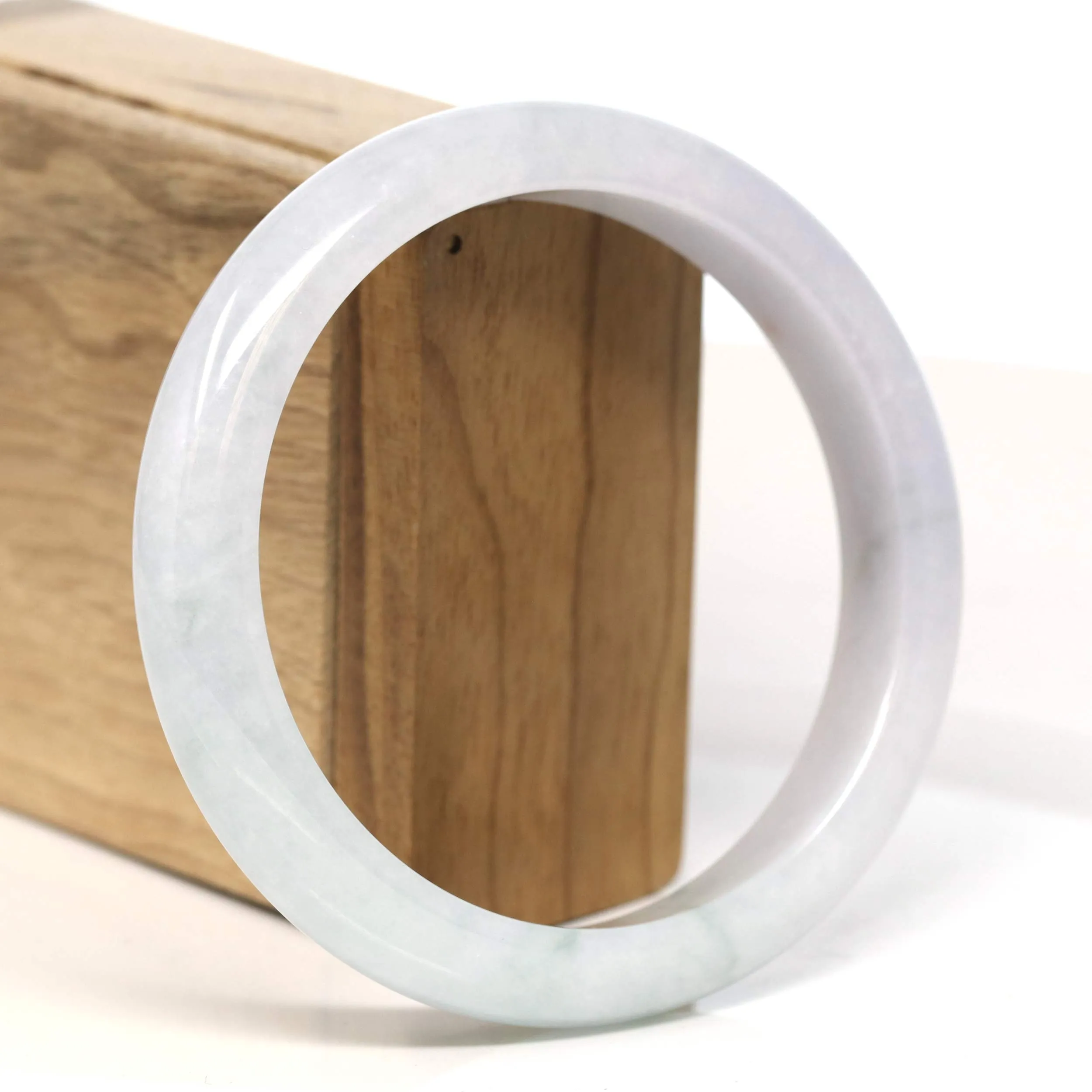 Baikalla "Half Round" Light Lavender Jadeite Jade Bangle Bracelet (62.7 mm) #T448