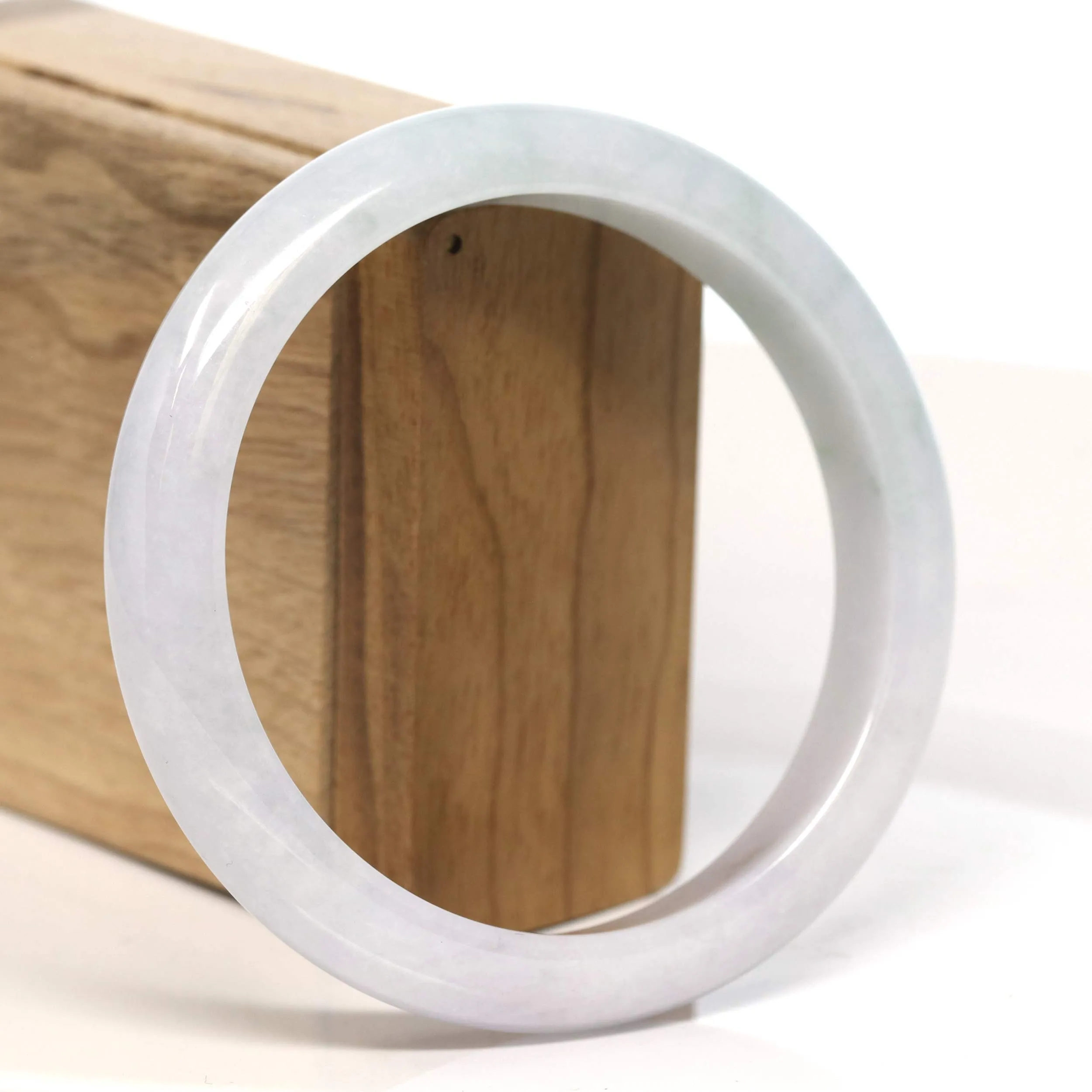 Baikalla "Half Round" Light Lavender Jadeite Jade Bangle Bracelet (62.7 mm) #T448