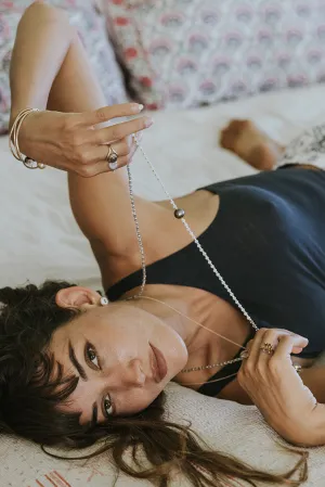 Beaded Necklace - Tahitian Pearl & Moonstone