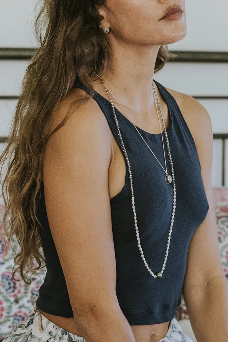 Beaded Necklace - Tahitian Pearl & Moonstone