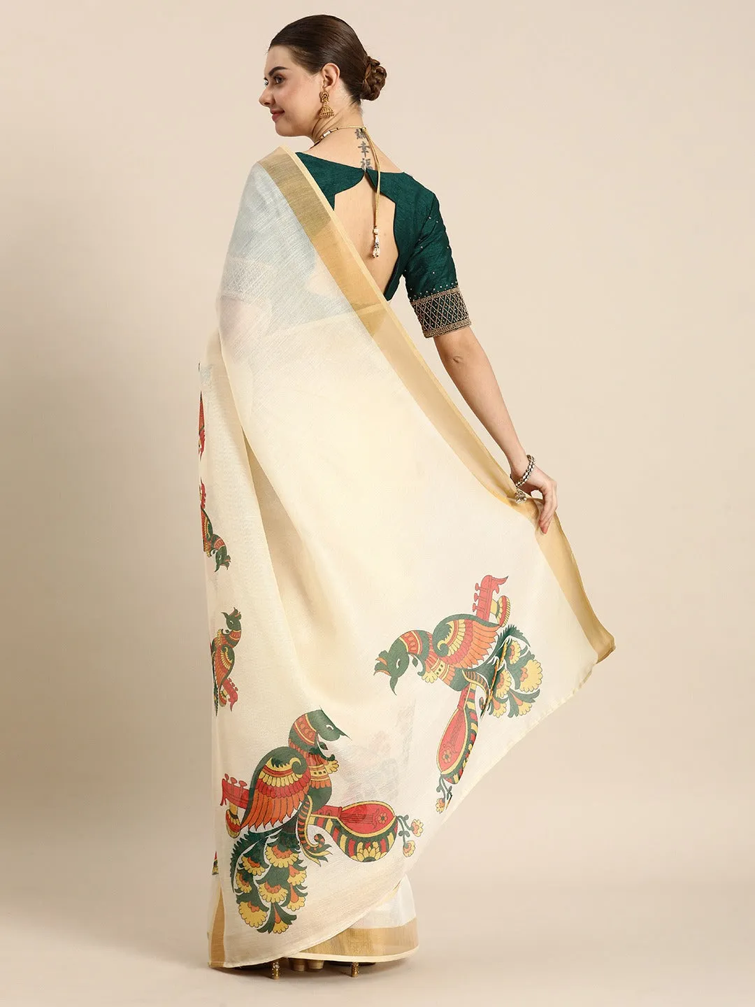 Beautiful Designer Cotton Kasavu Saree