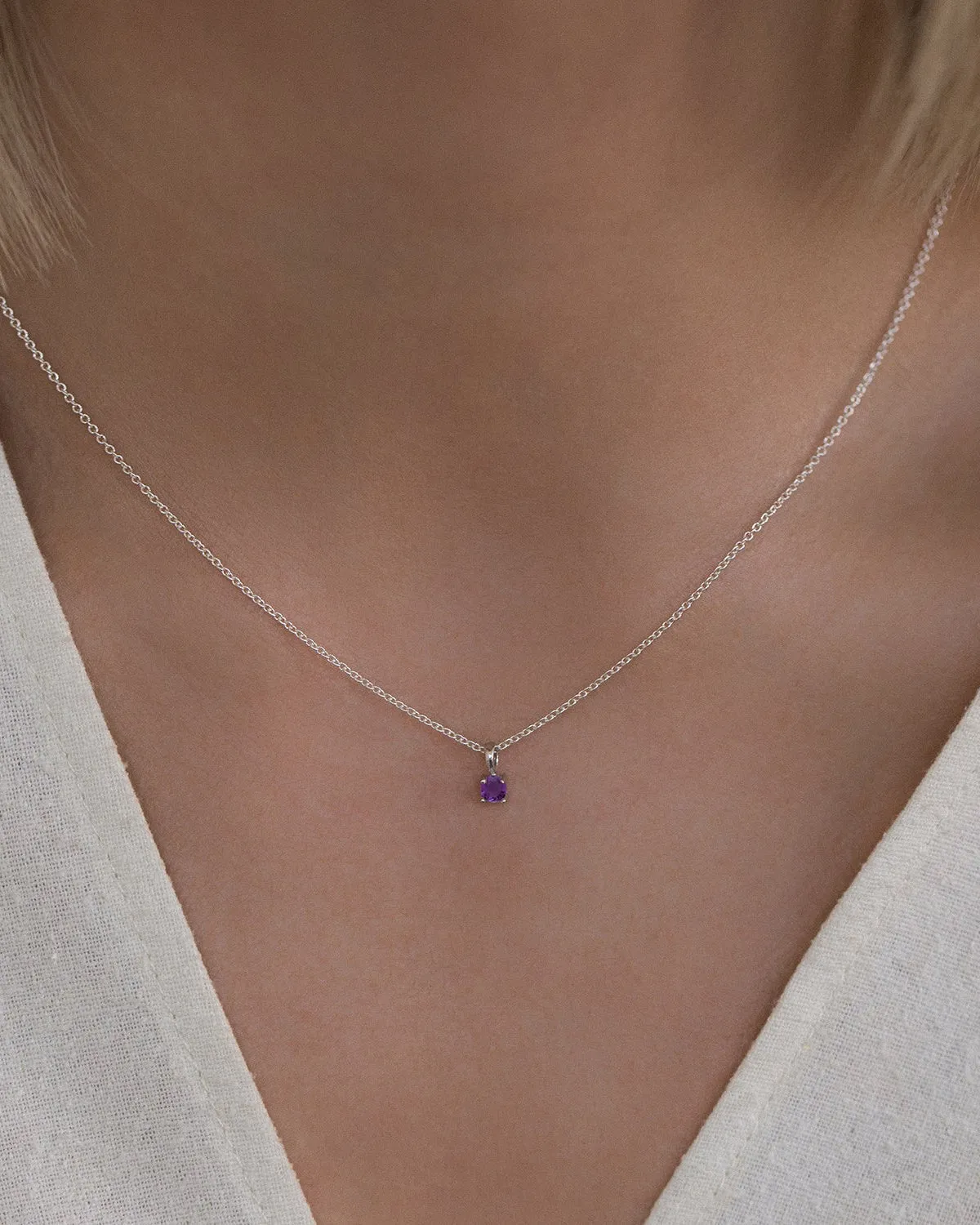 Birthstone Necklace | Silver & Amethyst