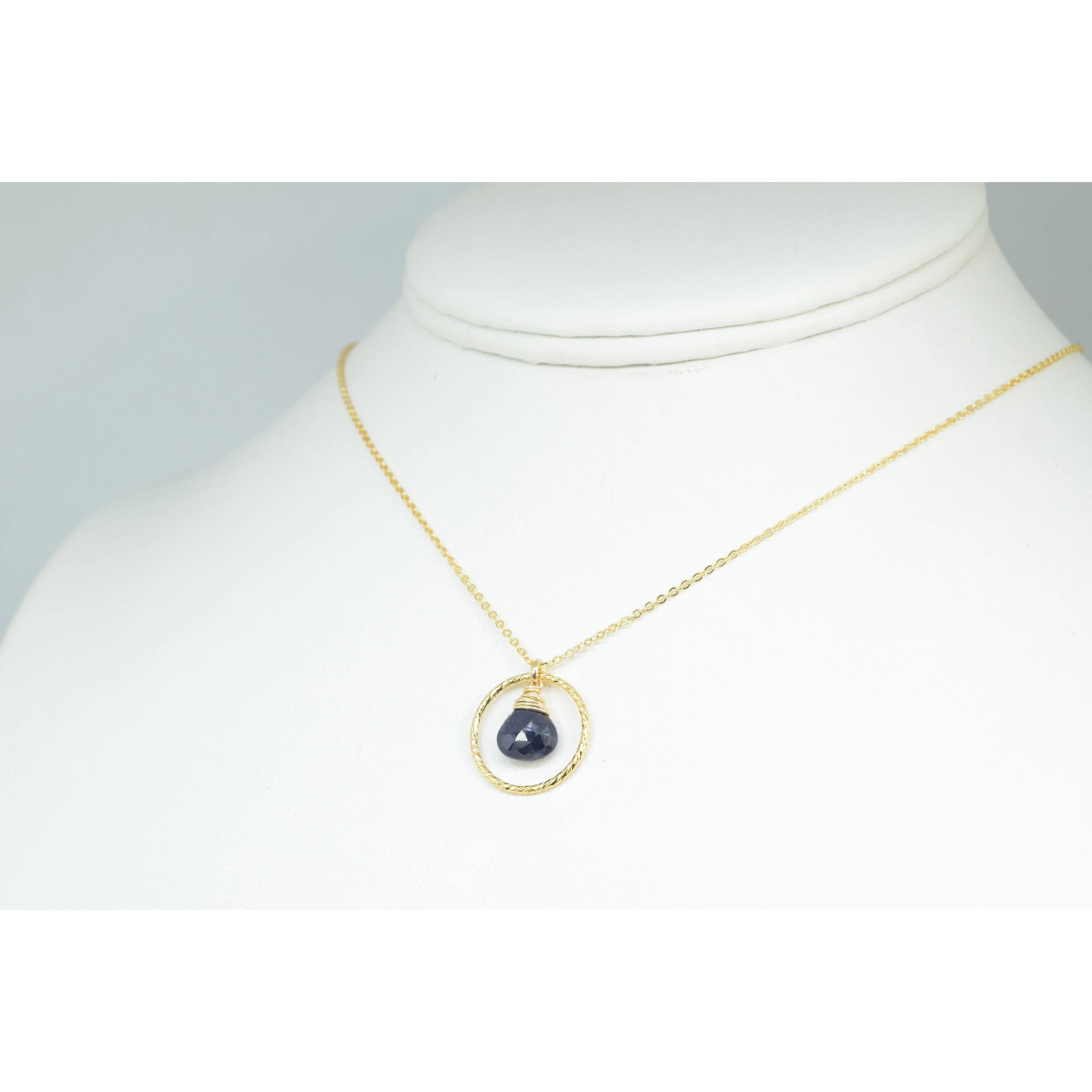 Blue Sapphire Hoop Necklace
