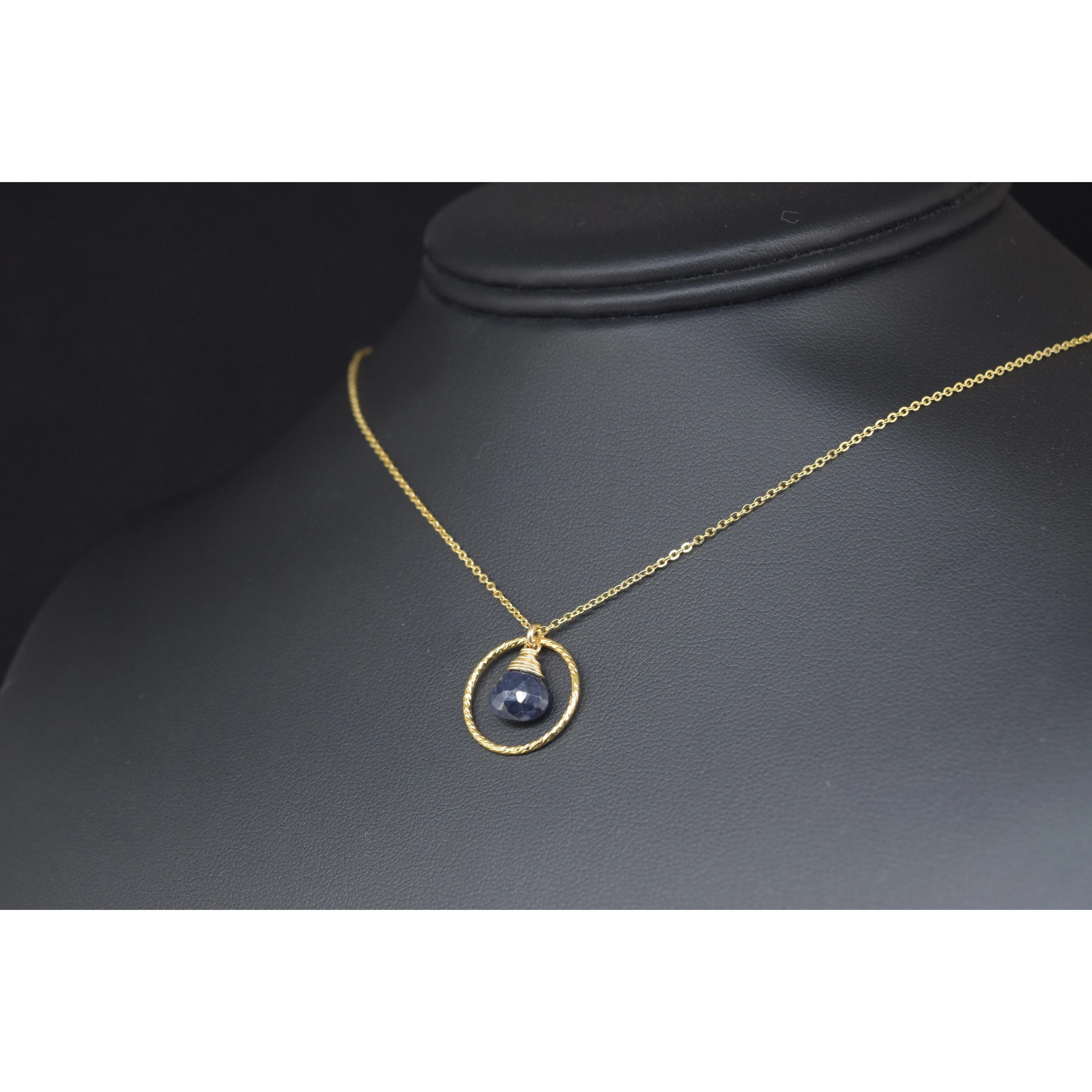 Blue Sapphire Hoop Necklace