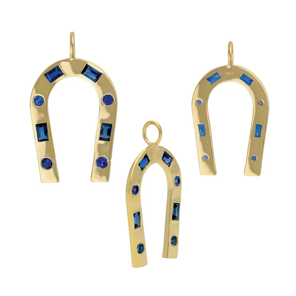 Blue Sapphire Horse Shoe Charm