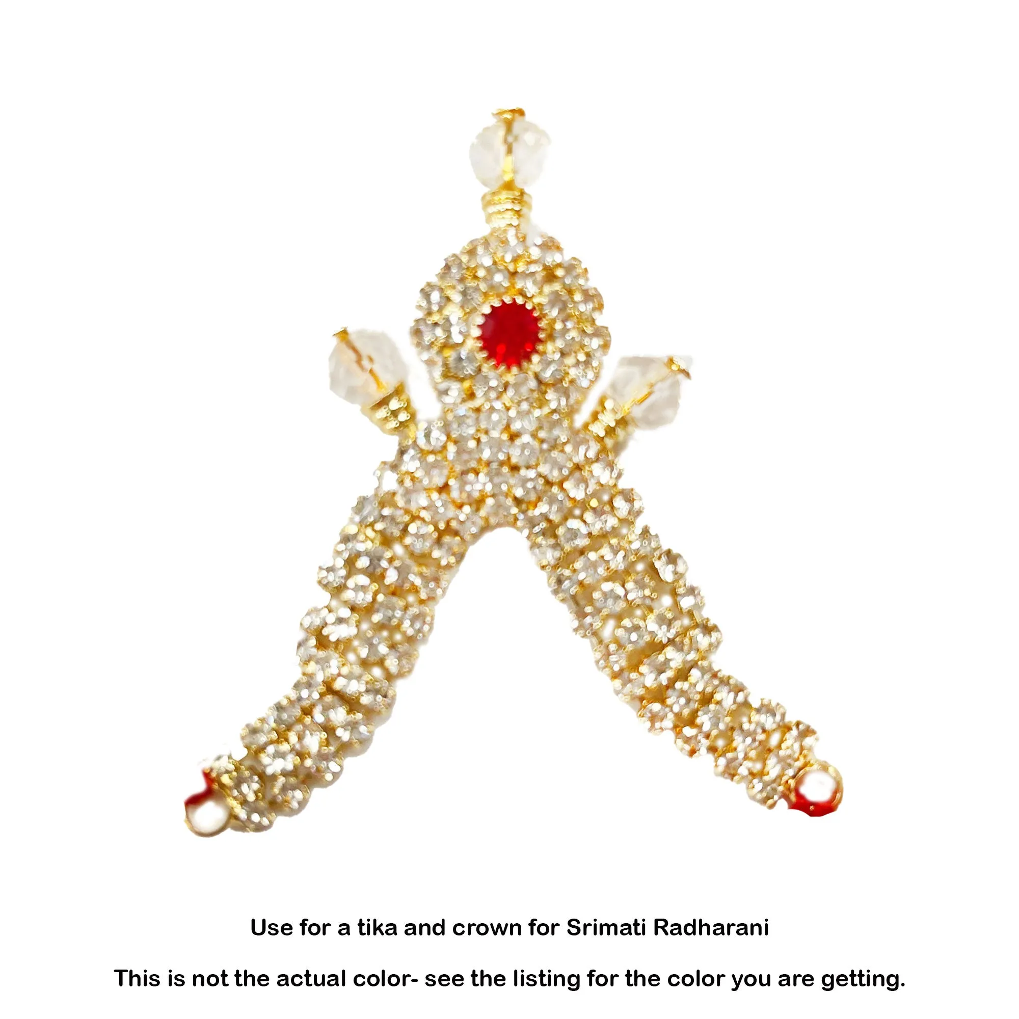 Braj Mandala- Ruby- Diamond - Rhinestone Deity Necklace-Choose Size