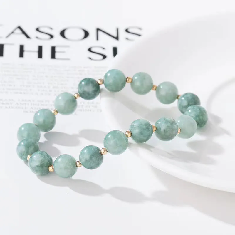 Buddha Stones 2Pcs Round Jade Peace Buckle Prosperity Luck Bracelet