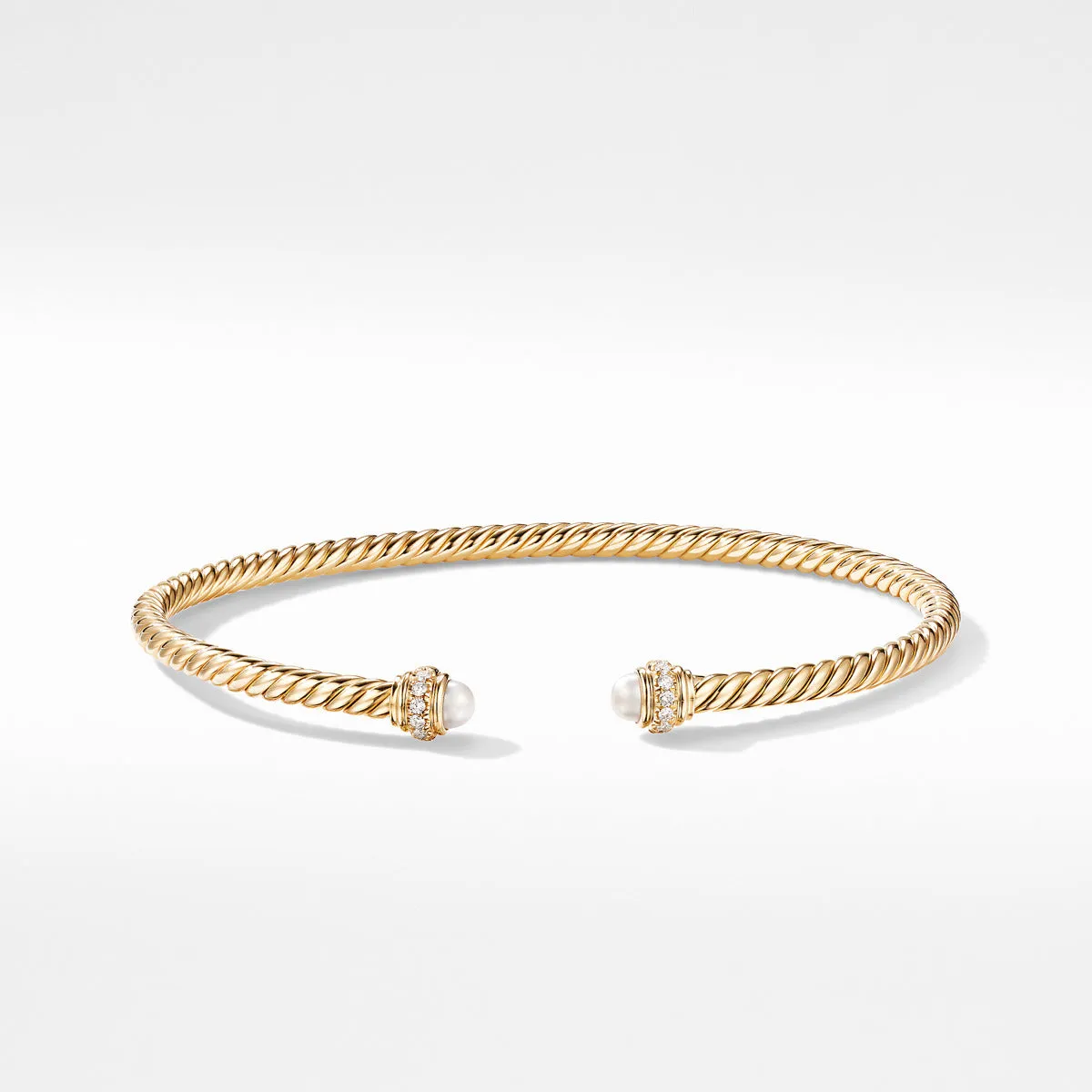 Cable Spira Bracelet in 18K Yellow Gold with Pearls and Diamonds