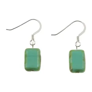 Carrie Elspeth Turquoise Picasso Czech Glass Beaded Drop Earrings