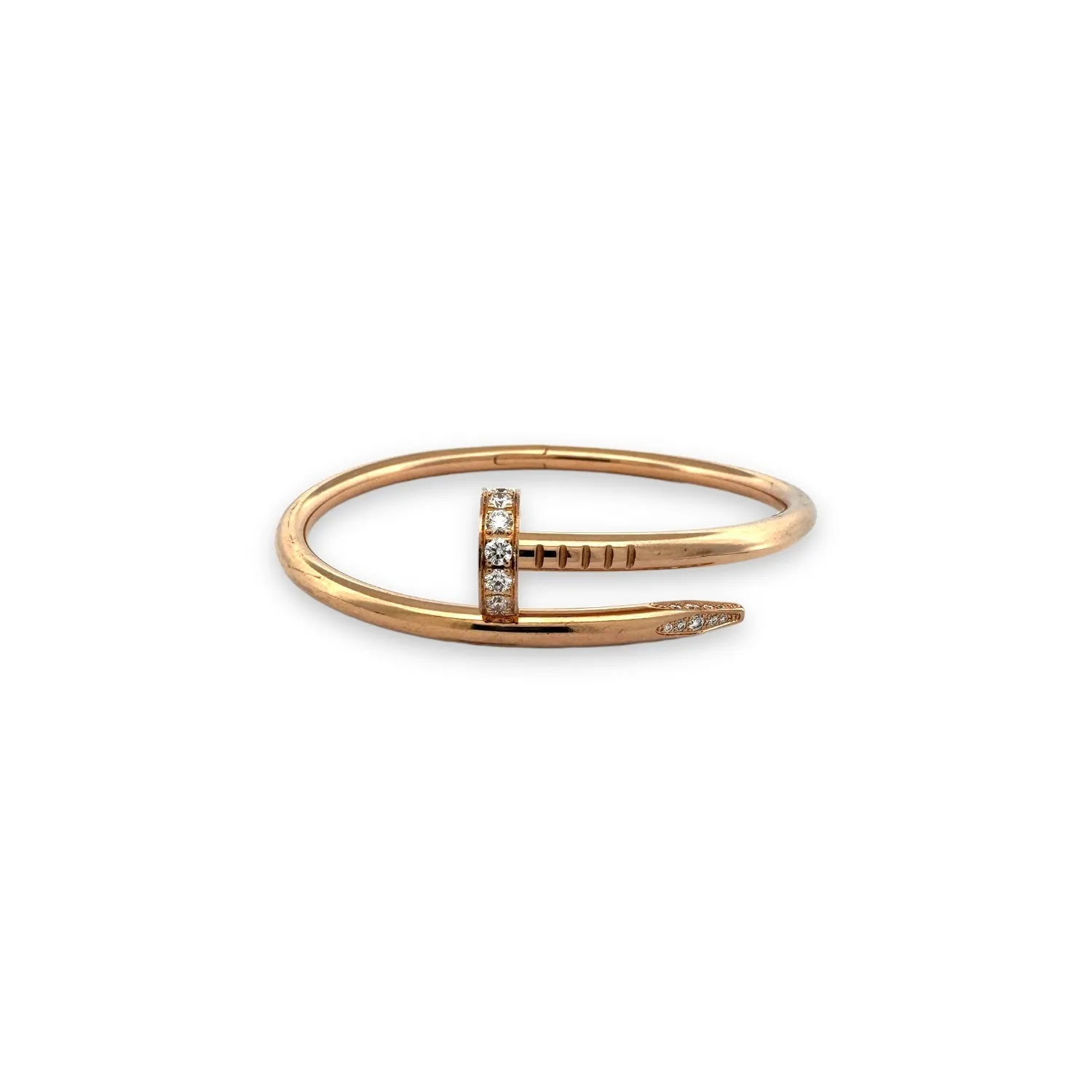 Cartier Juste Un Clou 18K Rose Gold & Diamond Bracelet - Sz. 15