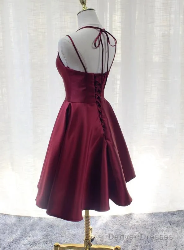 Charming Formal Dress, Straps Burgundy Satin High Quality Party Dress