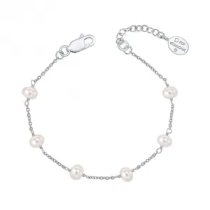Children's White Freshwater Pearl Diamond Bracelet B5449W