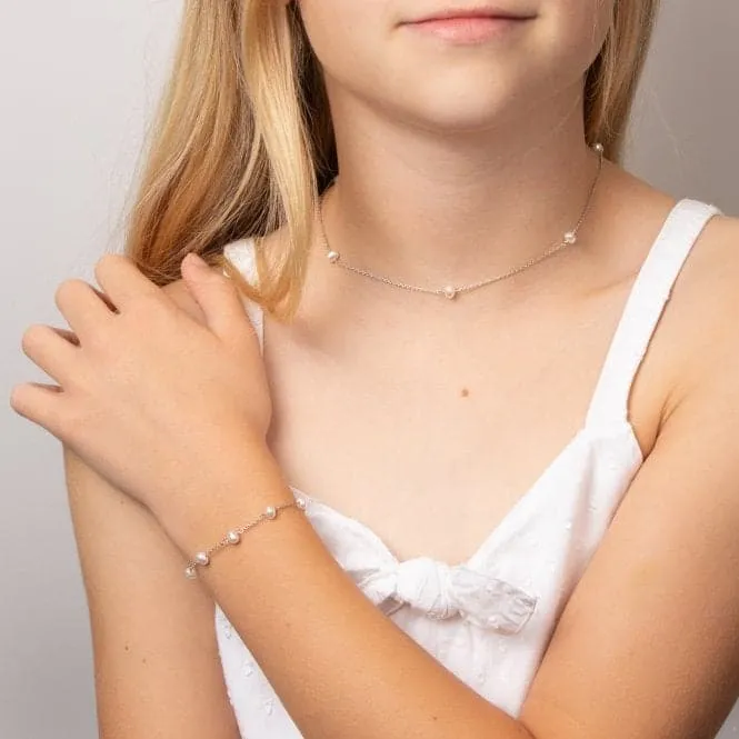 Children's White Freshwater Pearl Diamond Bracelet B5449W