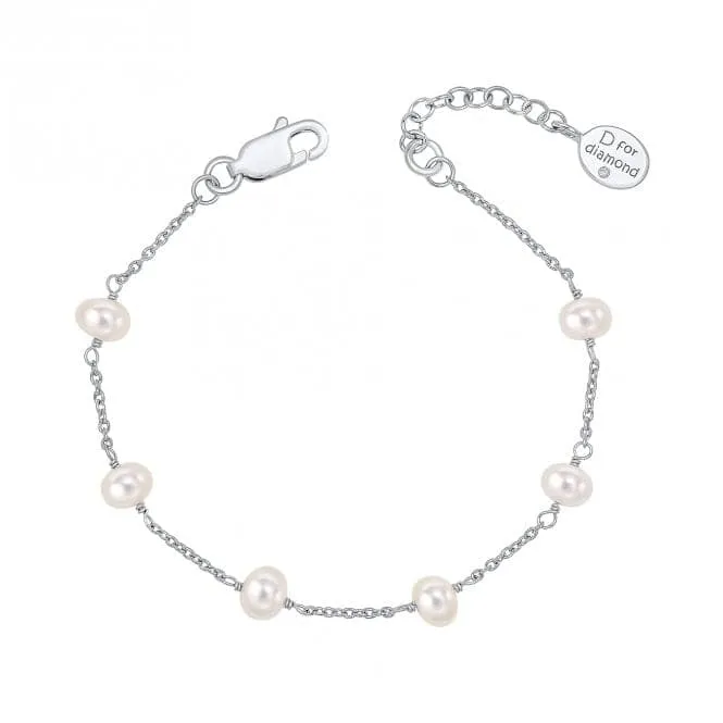 Children's White Freshwater Pearl Diamond Bracelet B5449W