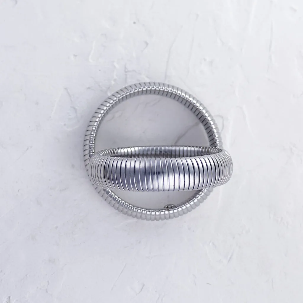 Chunky Ribbed Stainless Steel Bangle