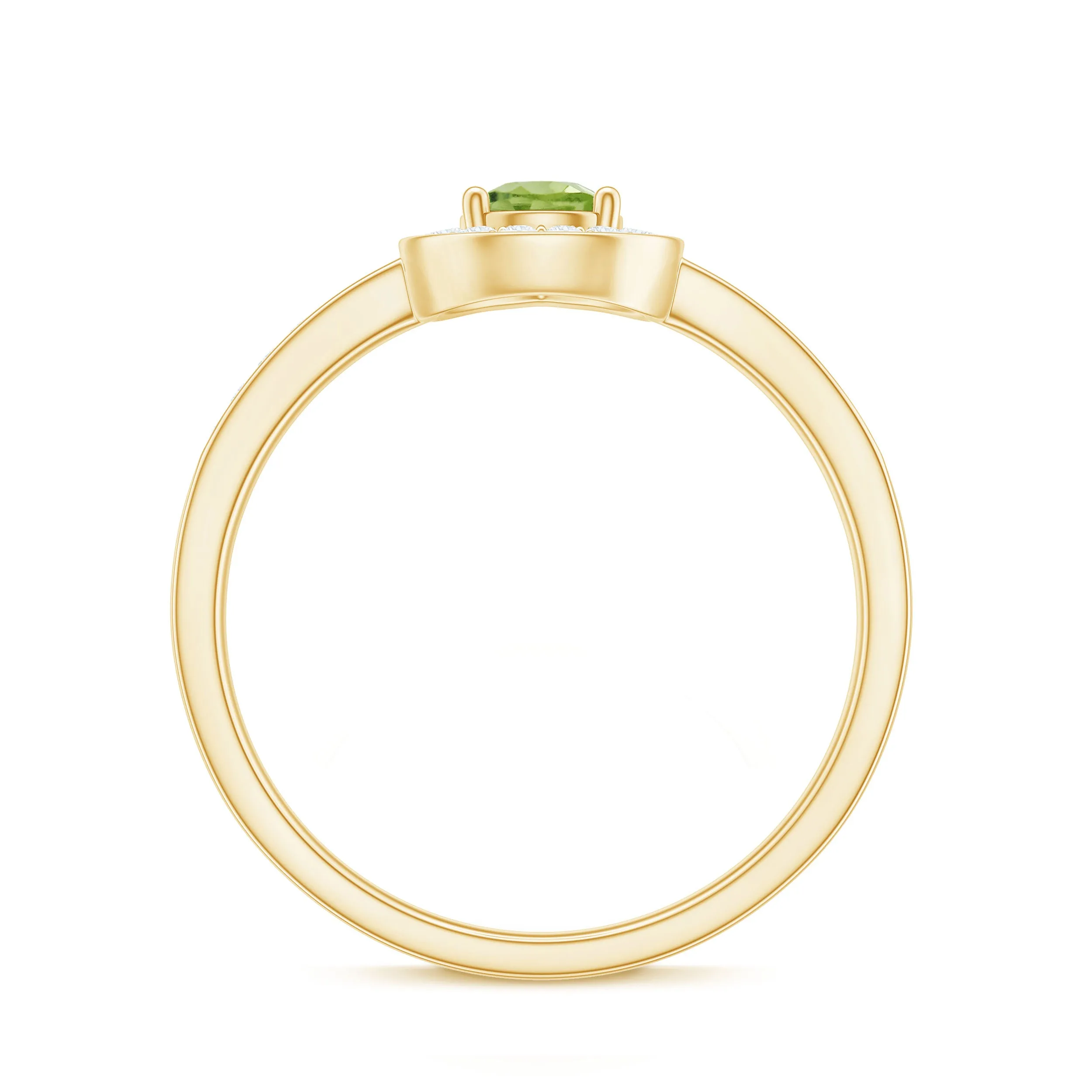 Classic Peridot and Diamond Halo Engagement Ring
