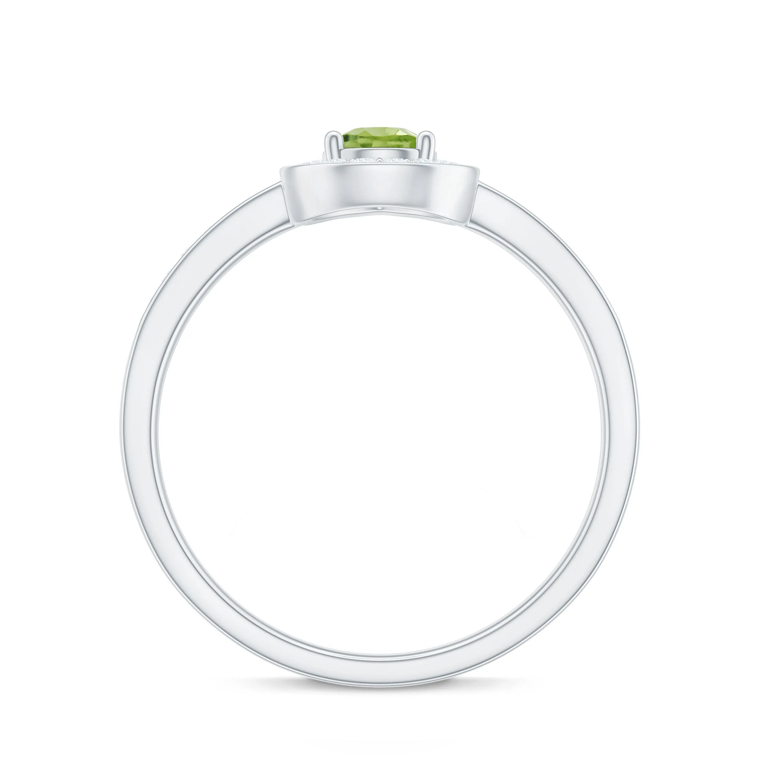 Classic Peridot and Diamond Halo Engagement Ring