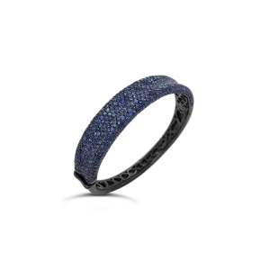 Concave Blue Sapphire Bangle Bracelet
