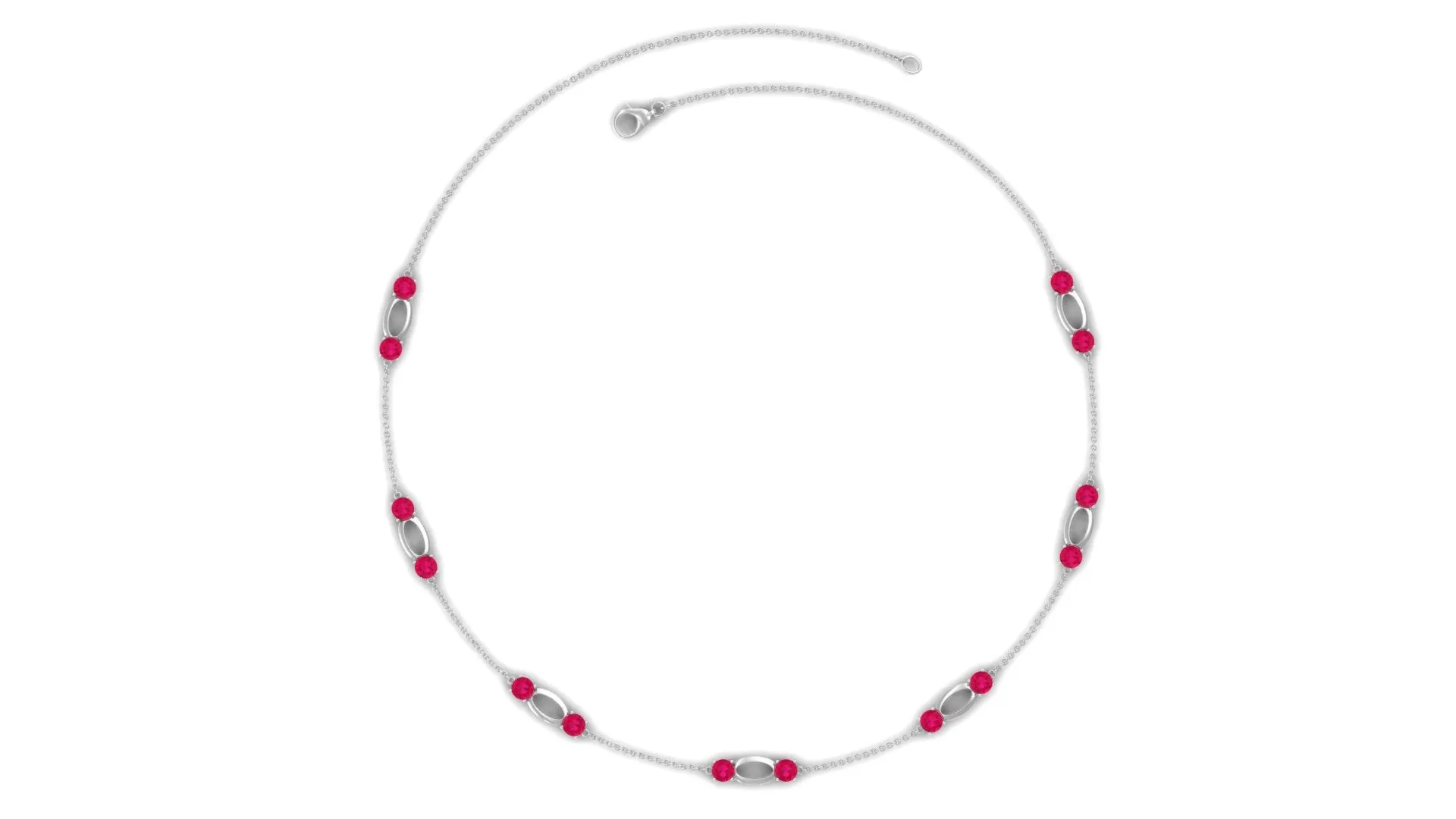 Created Ruby Contemporary Station Chain Necklace in Gold