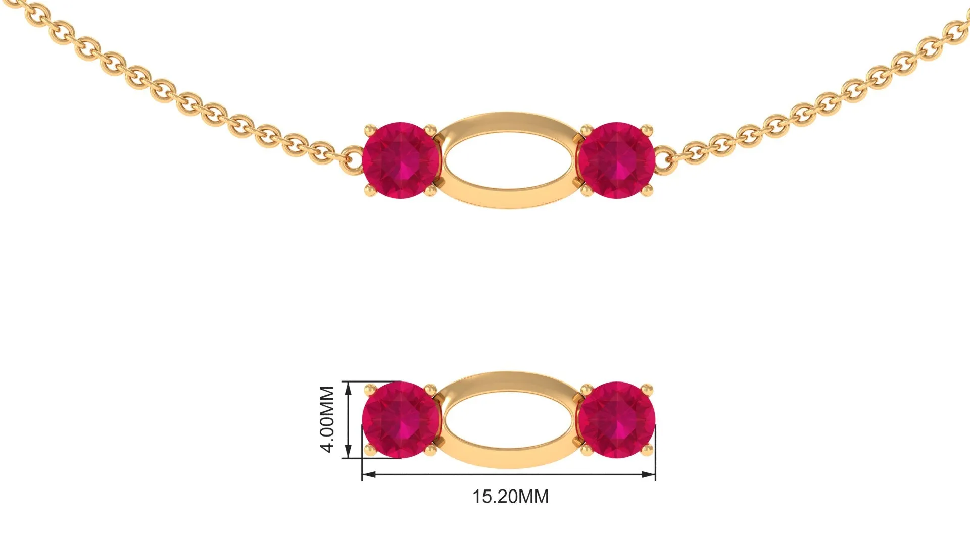 Created Ruby Contemporary Station Chain Necklace in Gold