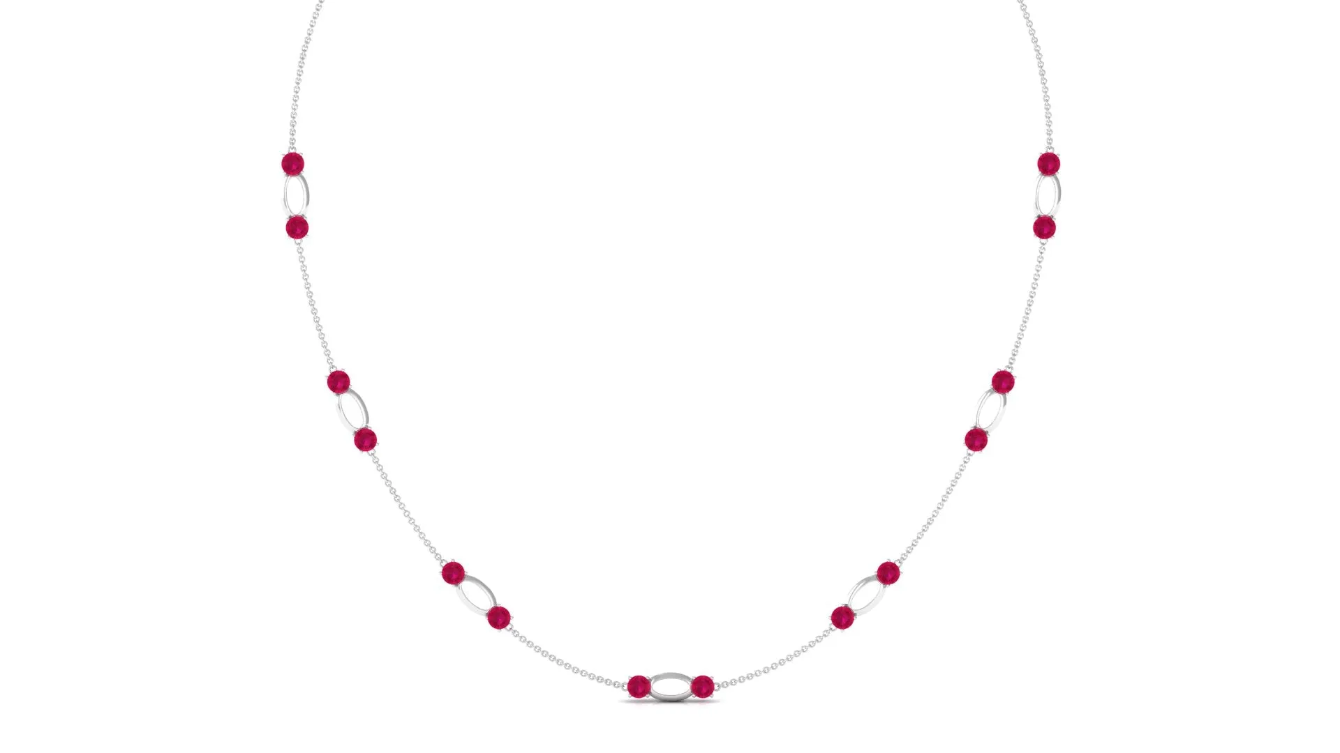 Created Ruby Contemporary Station Chain Necklace in Gold
