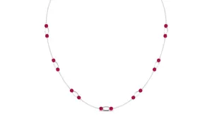 Created Ruby Contemporary Station Chain Necklace in Gold