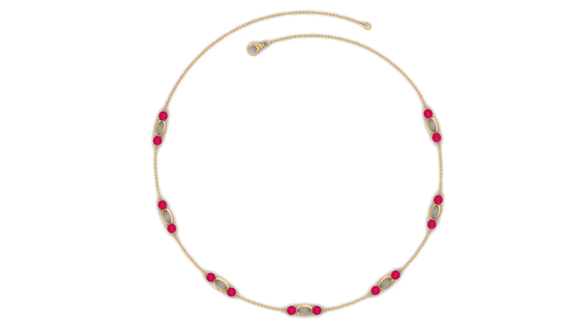 Created Ruby Contemporary Station Chain Necklace in Gold