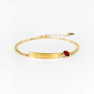 Custom Name, Footprint & Birthstone Charm bracelet