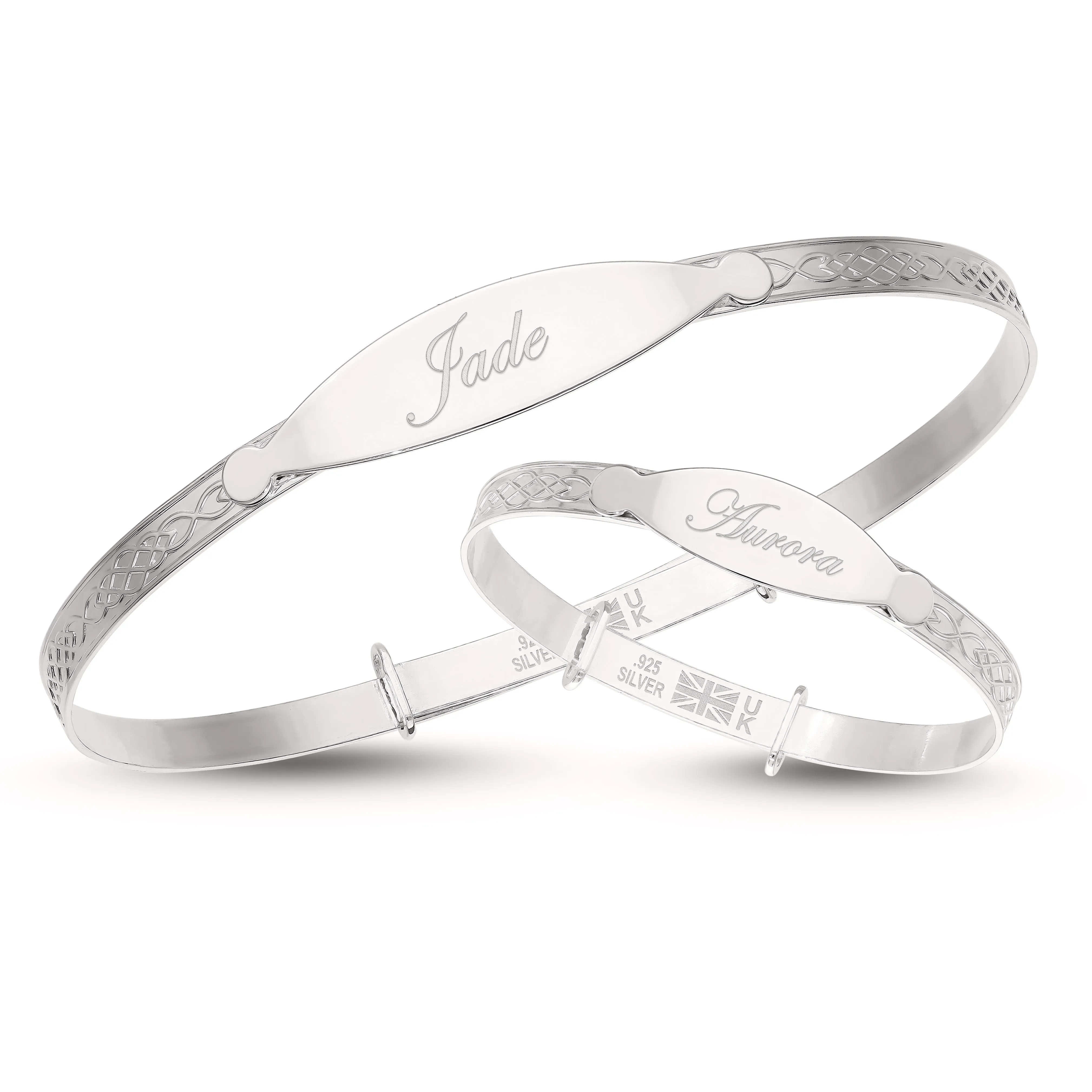 Customised Mother and Baby Matching Bangle Set in Sterling Silver