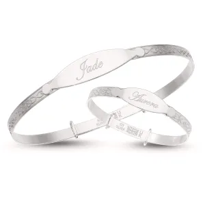 Customised Mother and Baby Matching Bangle Set in Sterling Silver