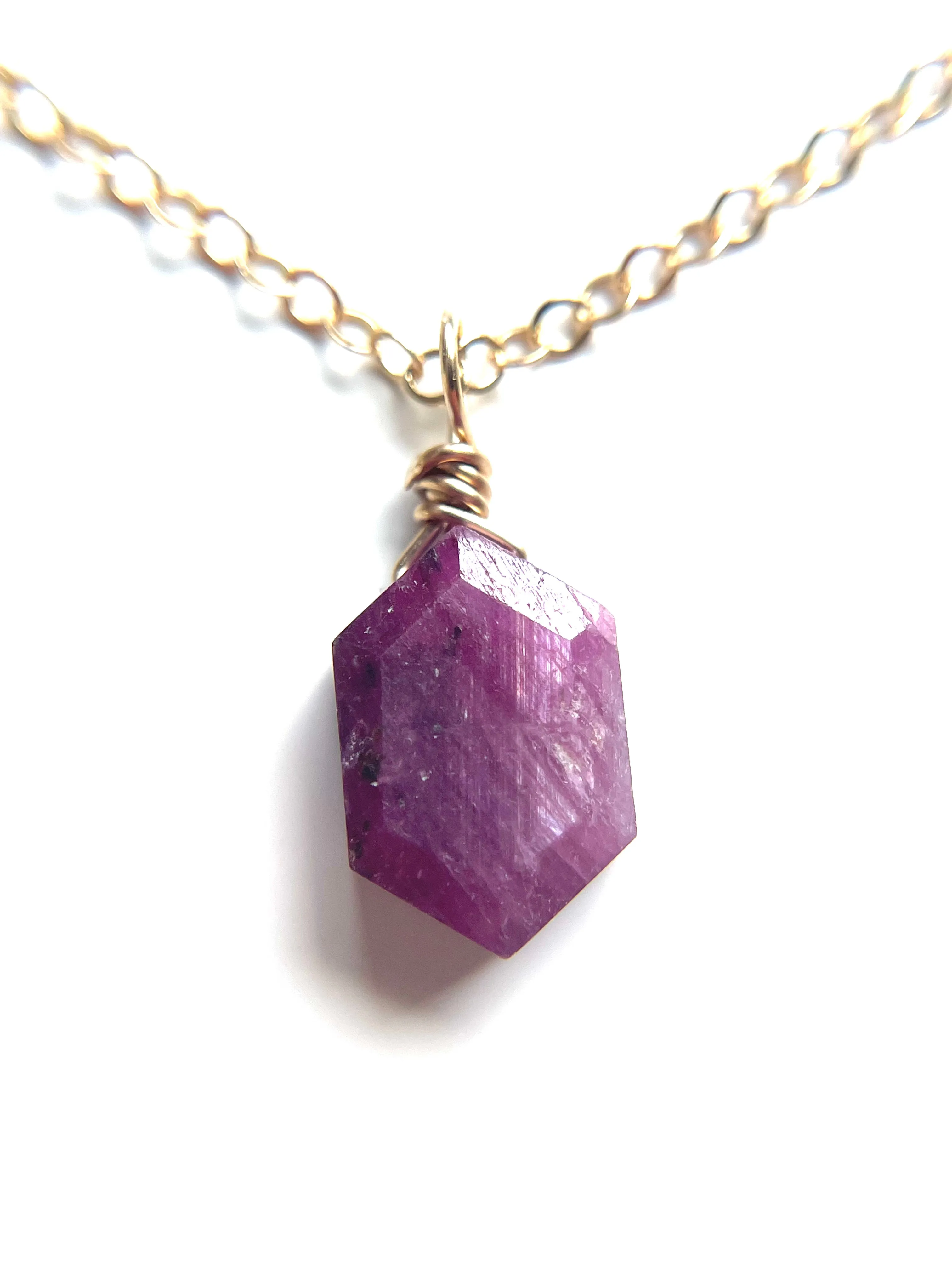 Dainty Ruby Pendant Necklace JULY Birthstone