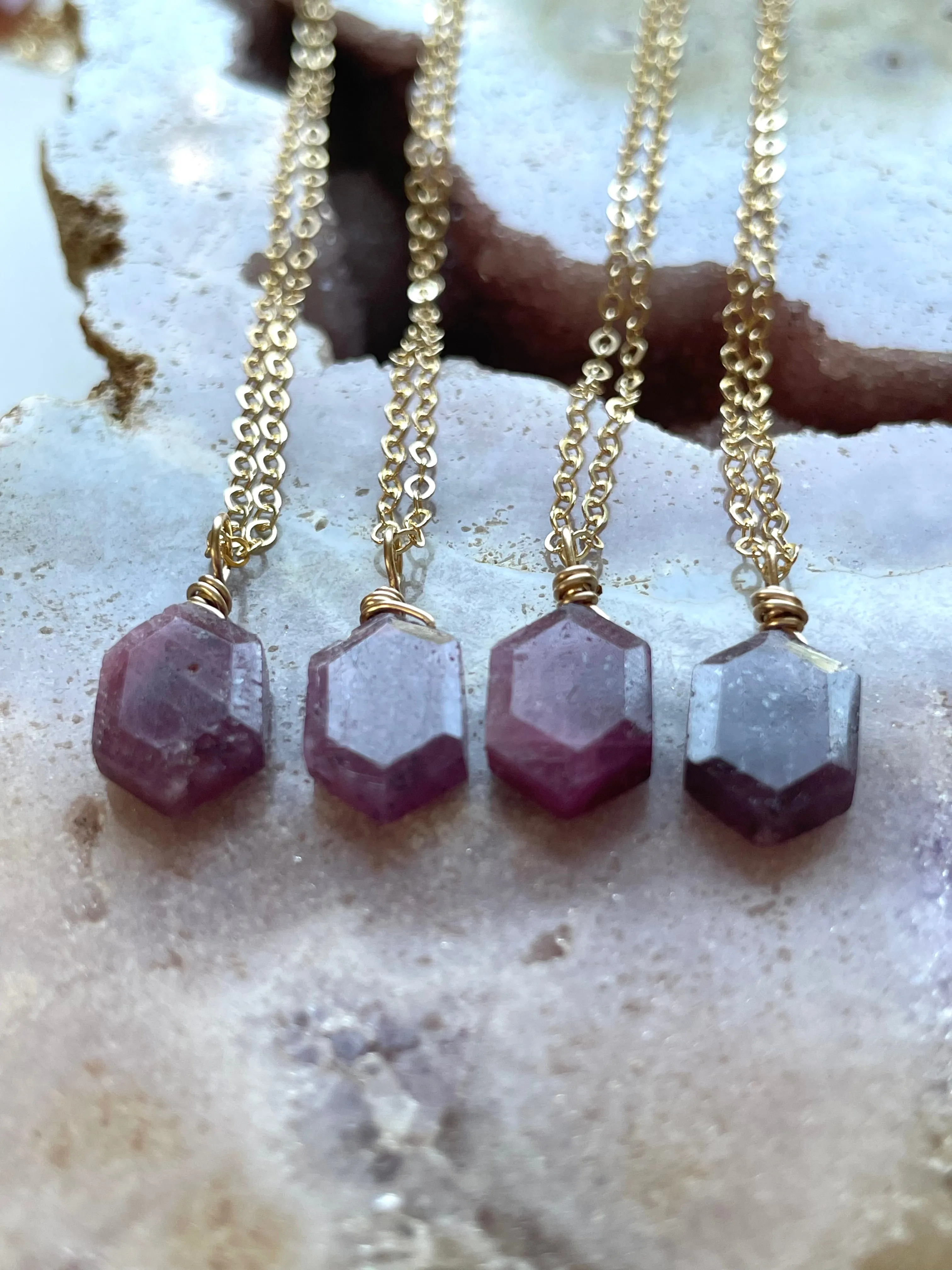 Dainty Ruby Pendant Necklace JULY Birthstone