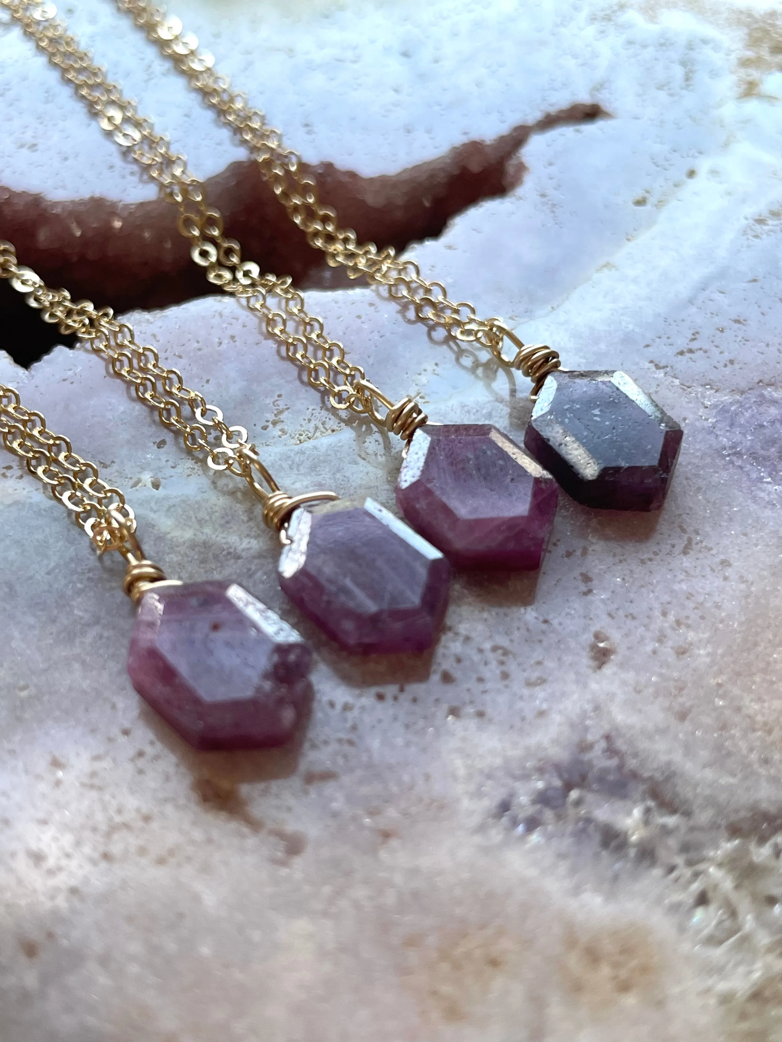 Dainty Ruby Pendant Necklace JULY Birthstone