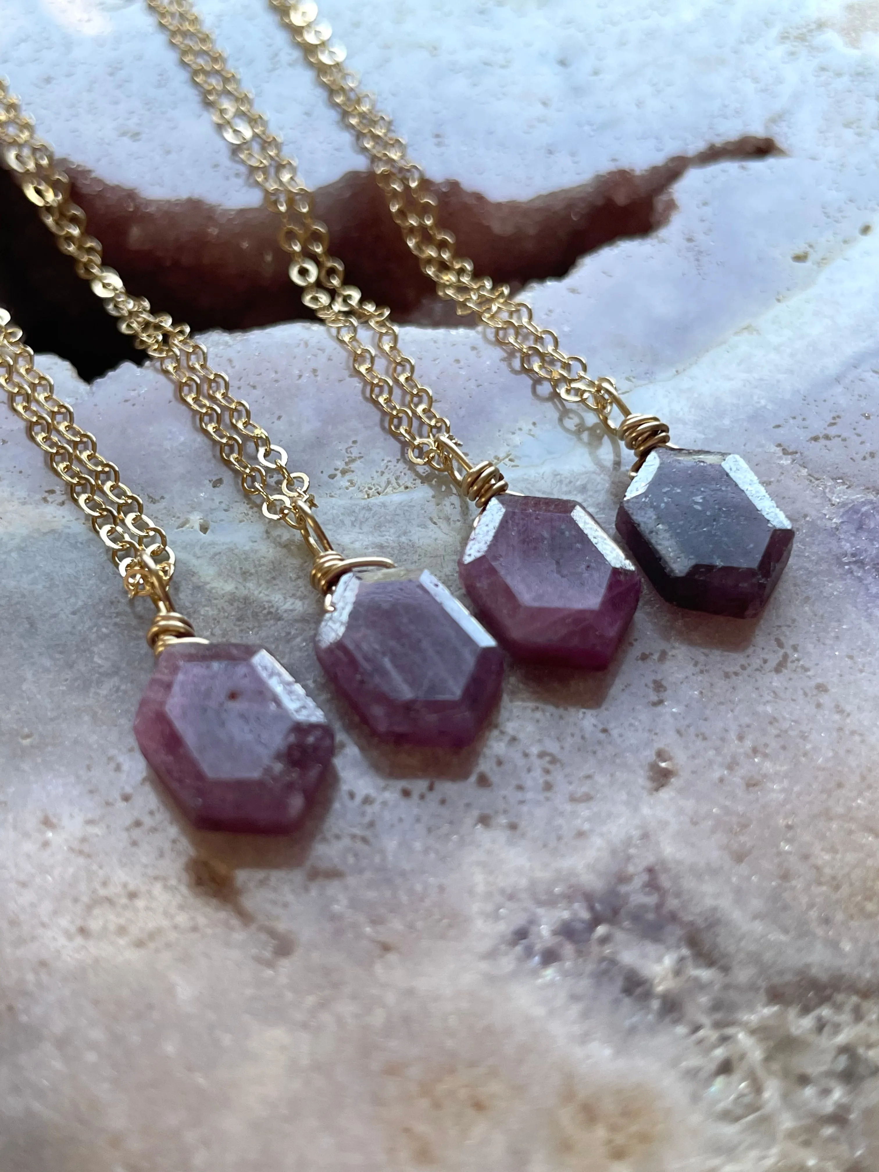Dainty Ruby Pendant Necklace JULY Birthstone