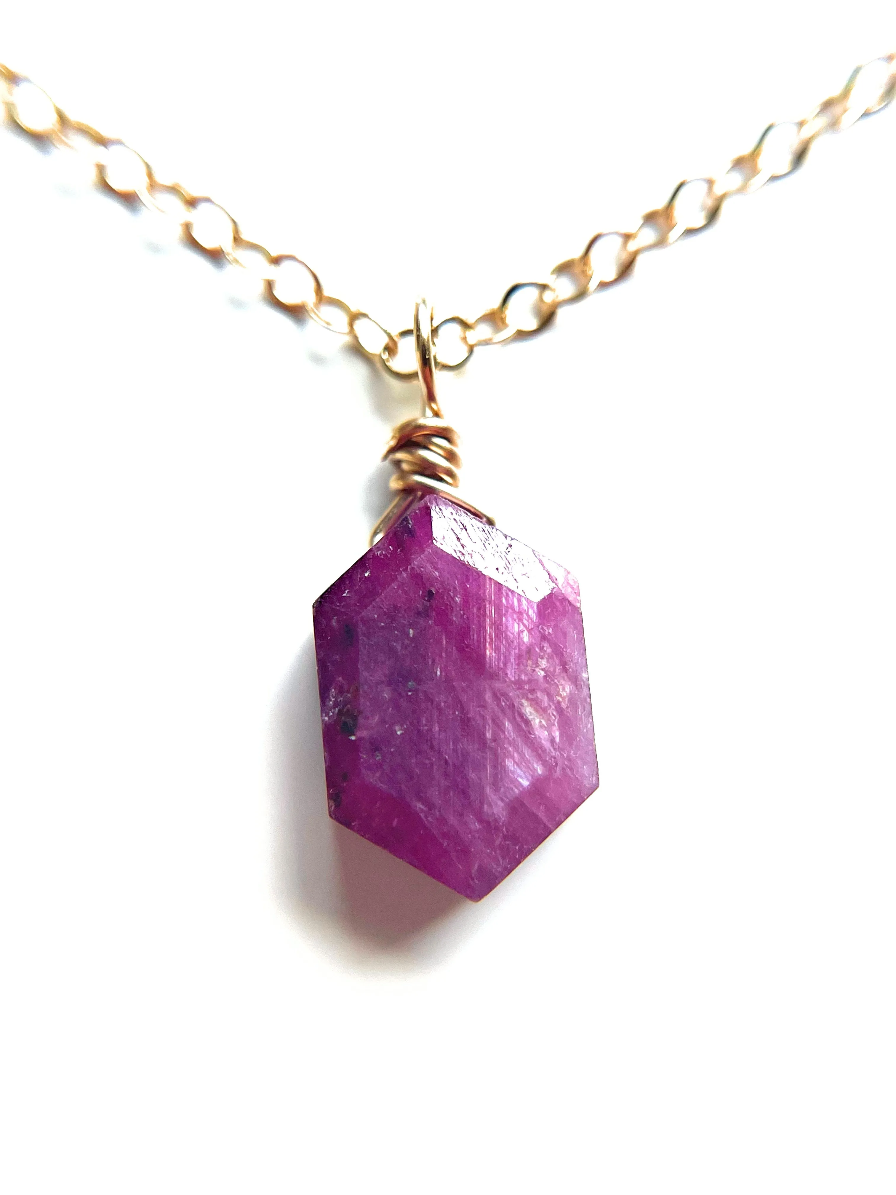 Dainty Ruby Pendant Necklace JULY Birthstone