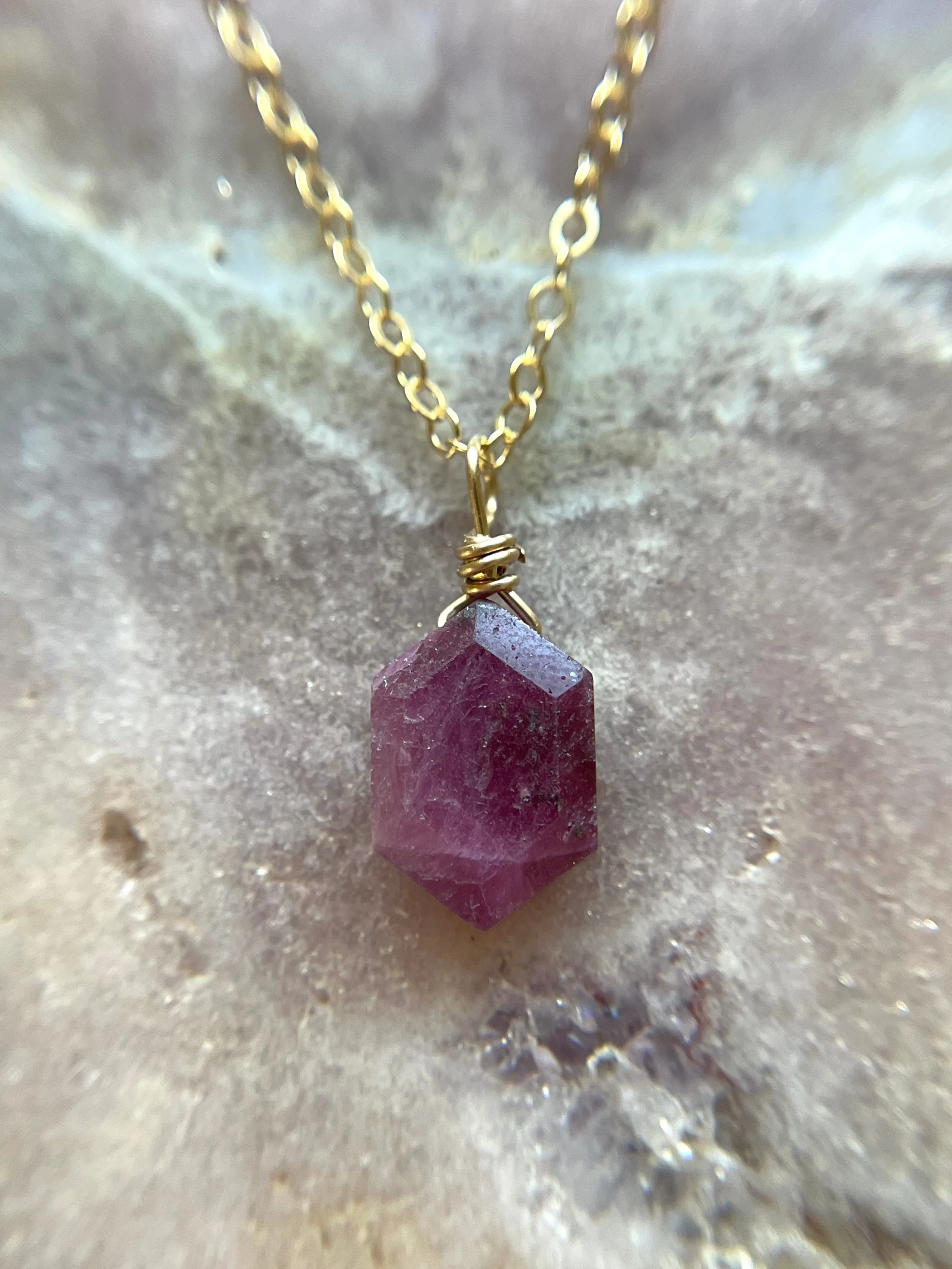 Dainty Ruby Pendant Necklace JULY Birthstone