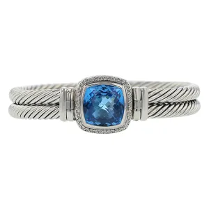 David Yurman Blue Topaz And Diamond Albion Double Cable Bracelet