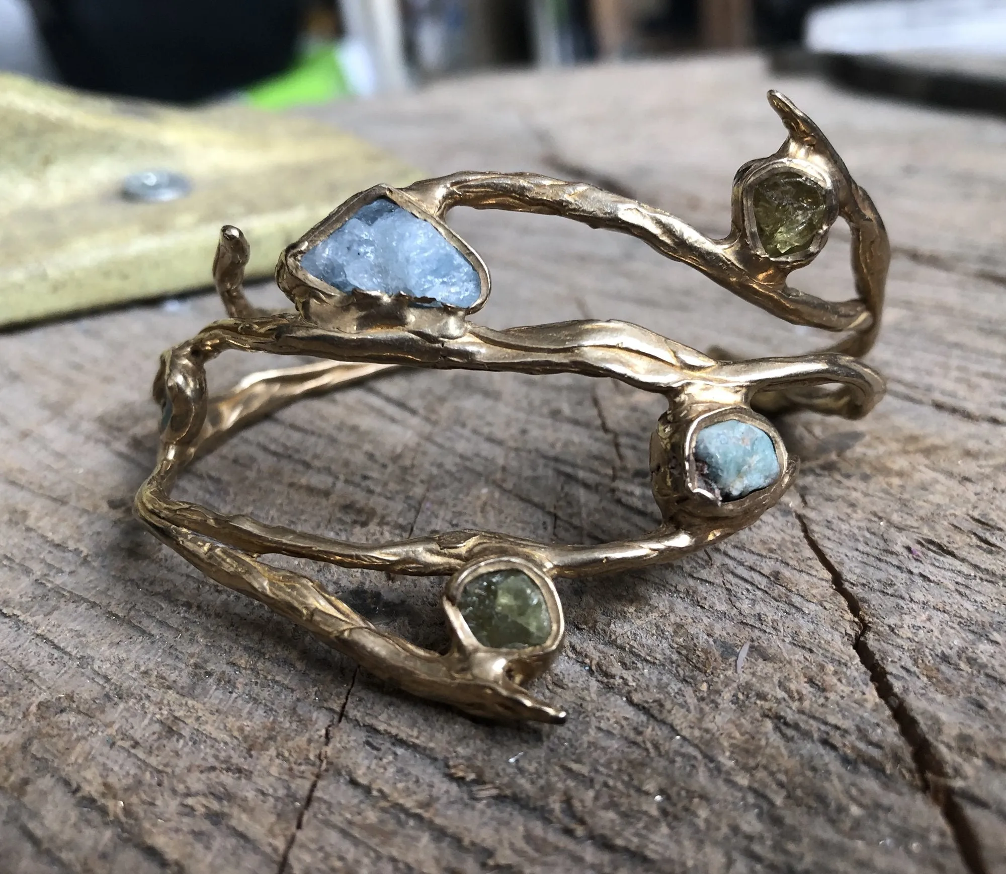 Deep Roots Cuff (Aquamarine, Emerald, Green Garnet)