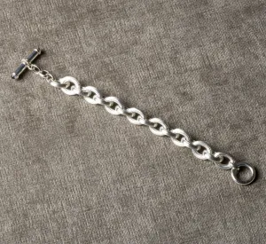 DFS | Sterling Silver Handmade Reeded Cable Bracelet with Iolite Toggle