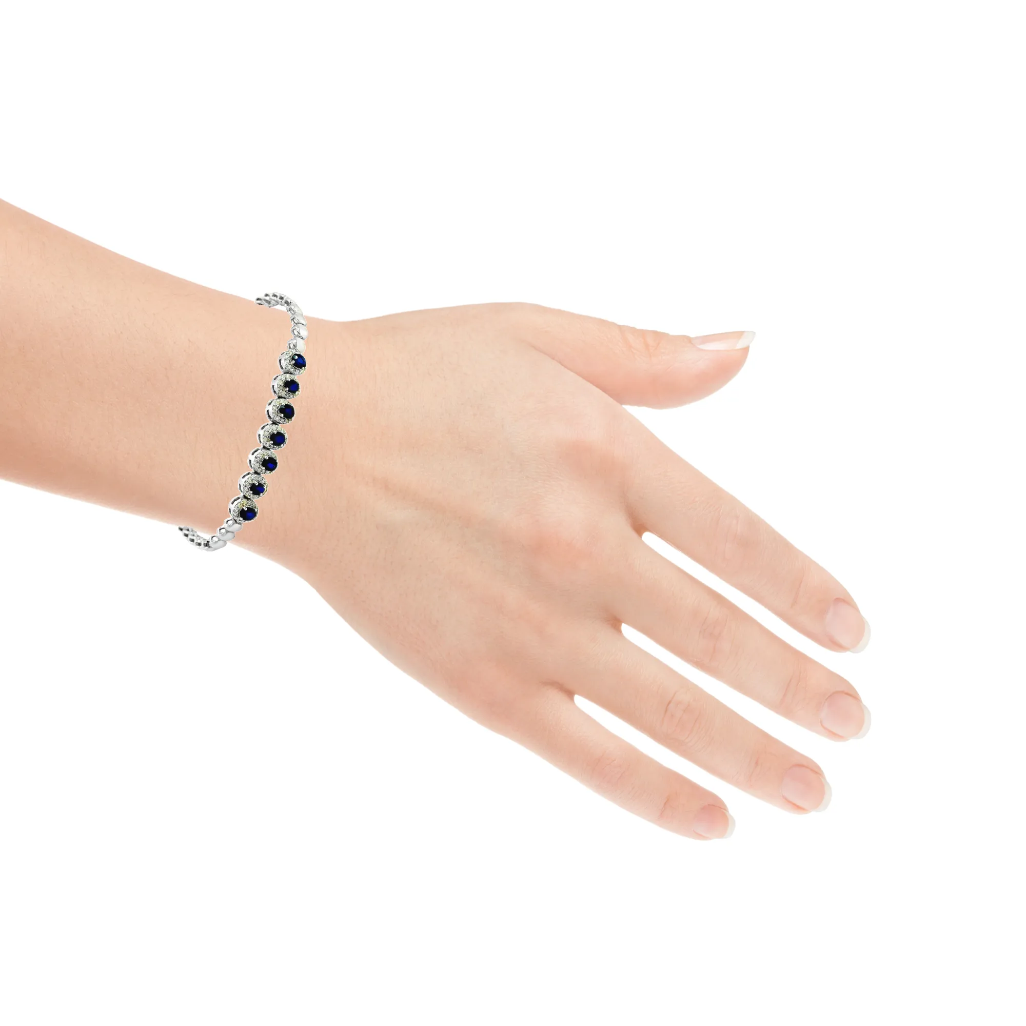 Diamond & Oval Cut Sapphire Bracelet