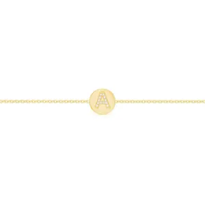 Diamond Initial Coin Bracelet