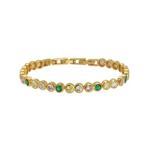 Dotty Tennis Bracelet Flamingo CZ and Gold
