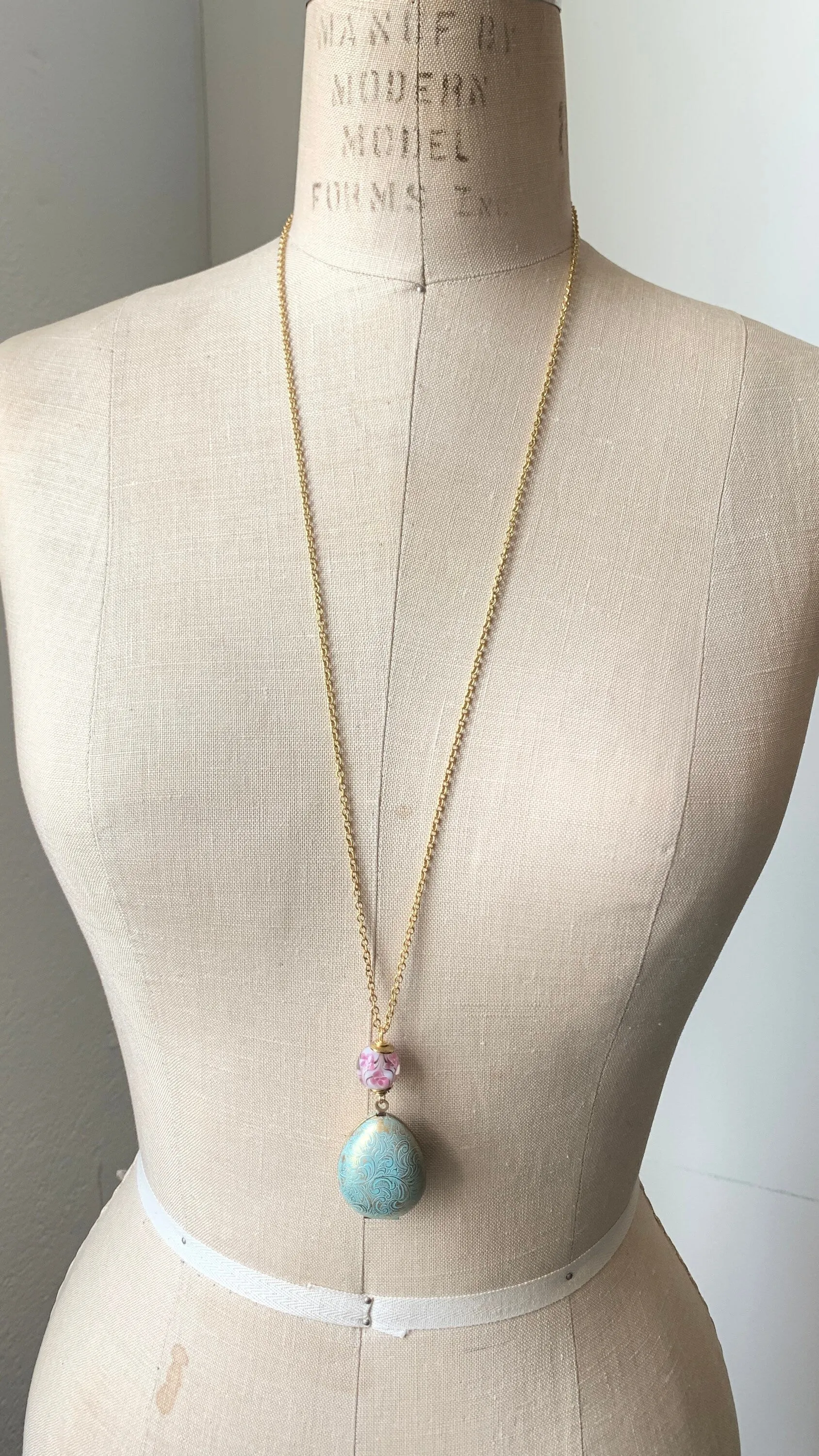 Easter Egg Etched Locket Necklace