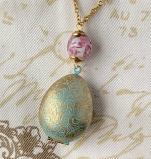 Easter Egg Etched Locket Necklace